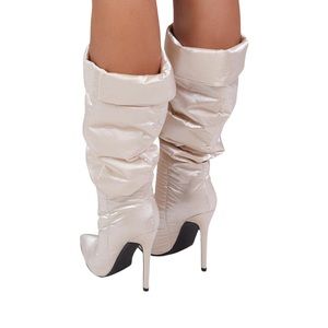 Jayda Sky High Nude Tall Slouchy Knee High Heel Boots